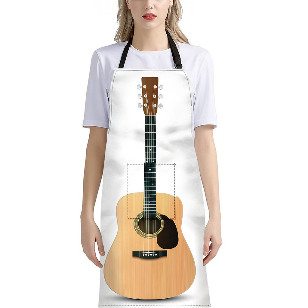 Acoustic Guitar Print Bib Apron With Pocket