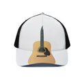 Acoustic Guitar Print Black Mesh Trucker Hat