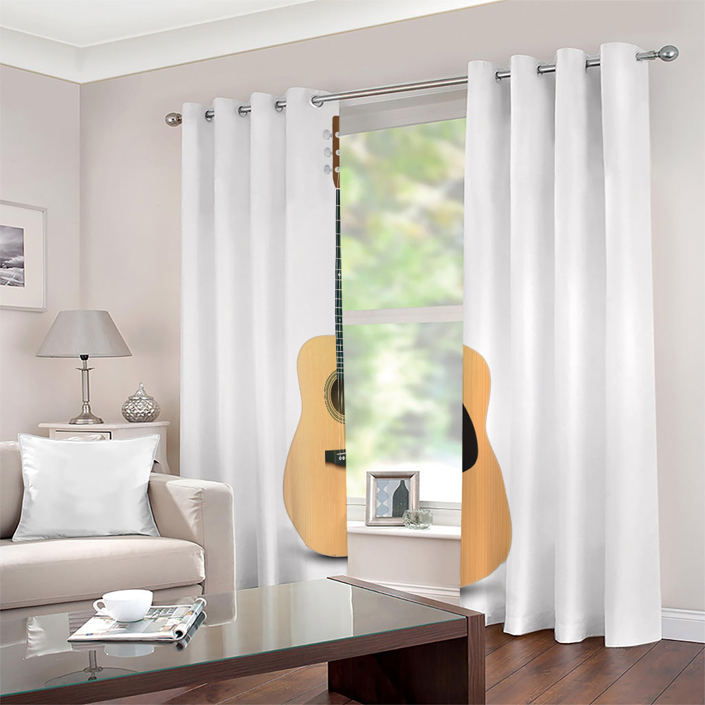 Acoustic Guitar Print Blackout Grommet Curtains