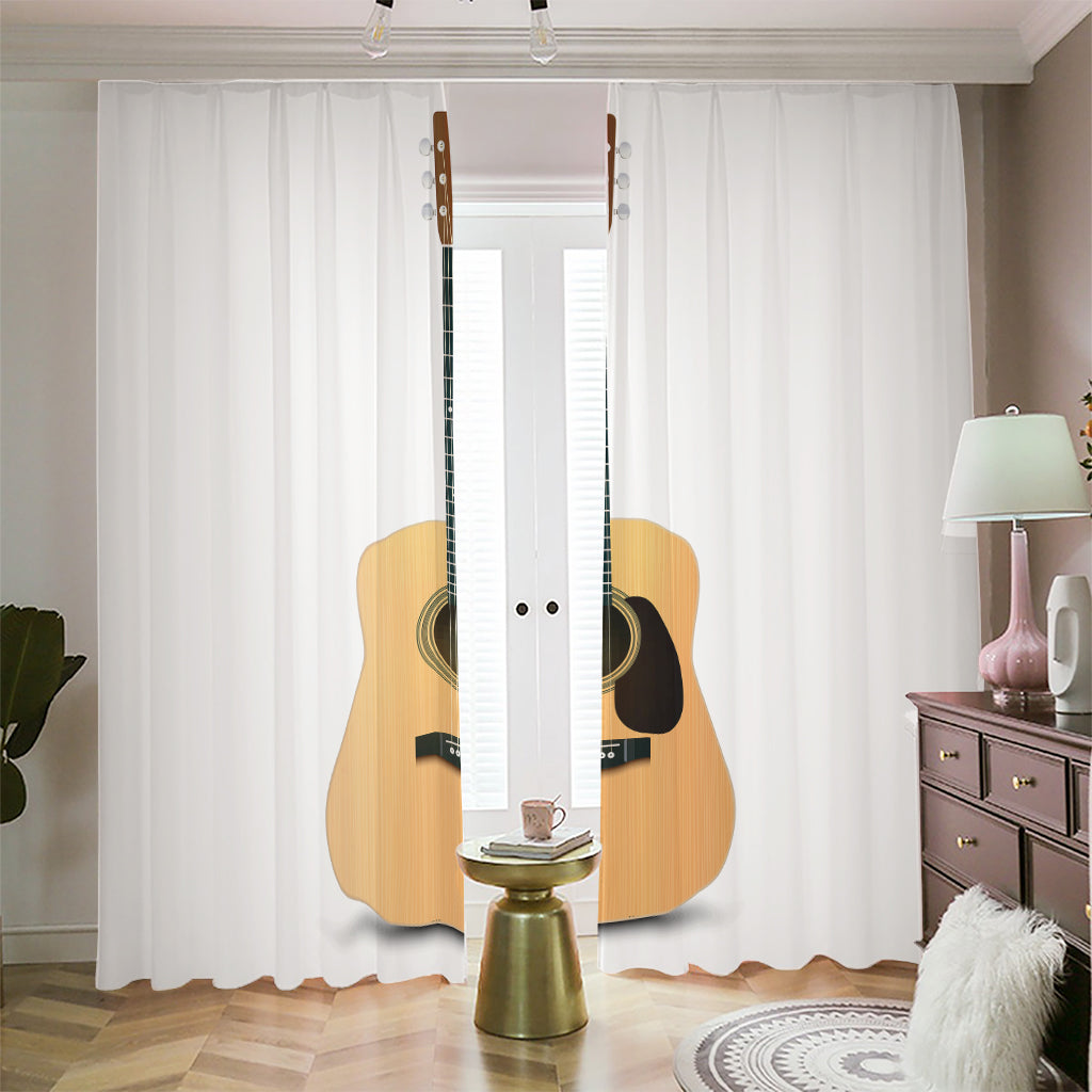 Acoustic Guitar Print Blackout Pencil Pleat Curtains