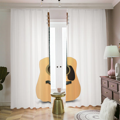Acoustic Guitar Print Blackout Pencil Pleat Curtains