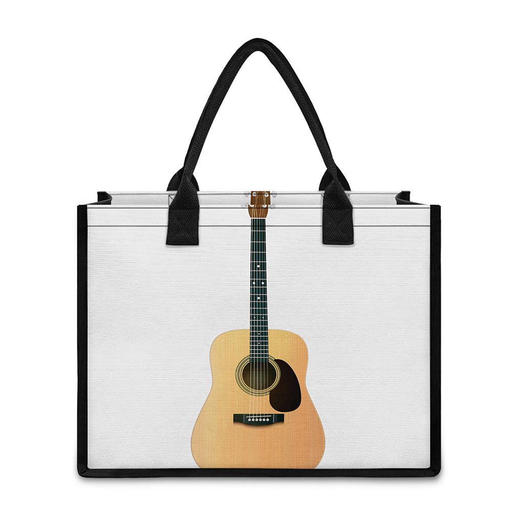 Acoustic Guitar Print Canvas Tote Bag