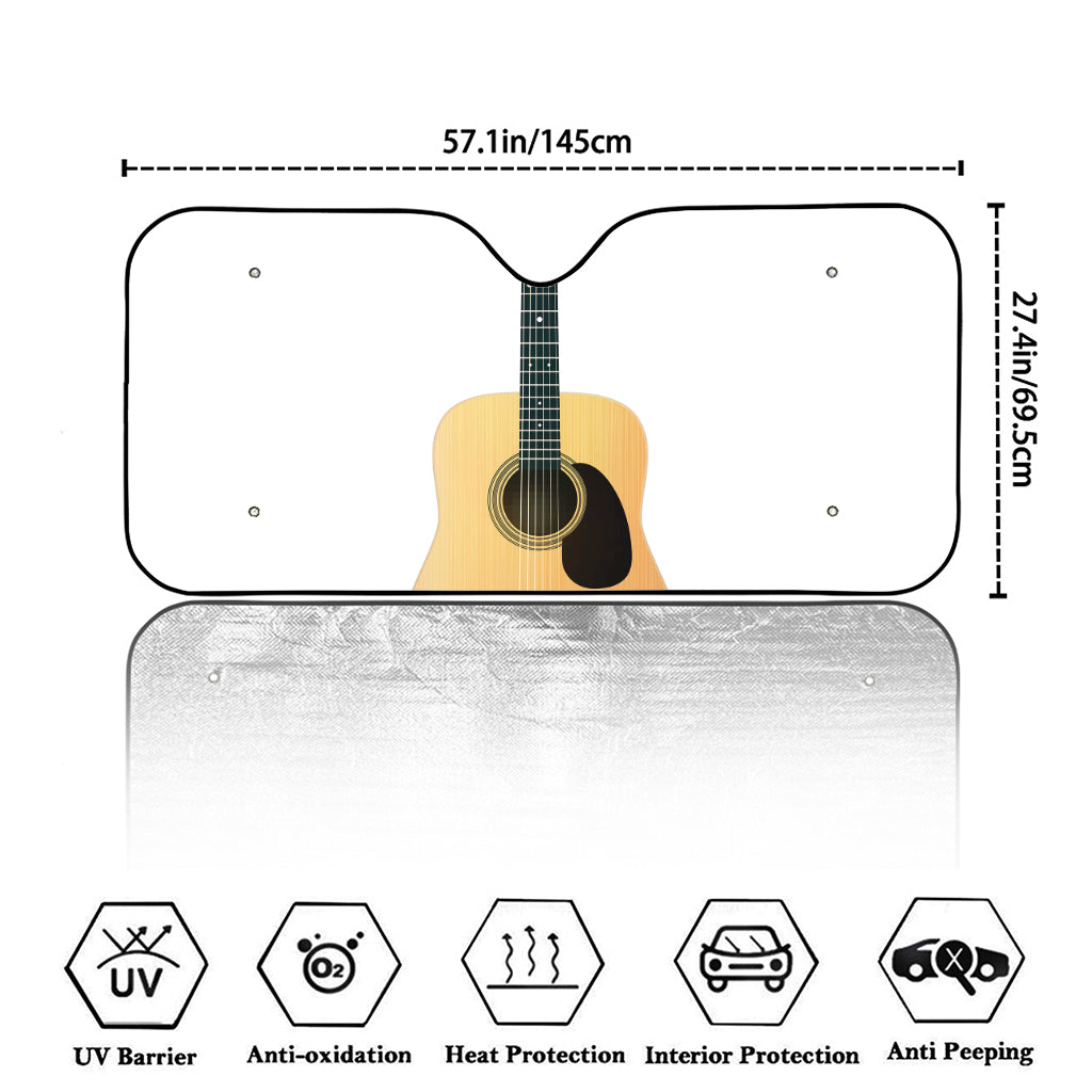 Acoustic Guitar Print Car Windshield Sun Shade