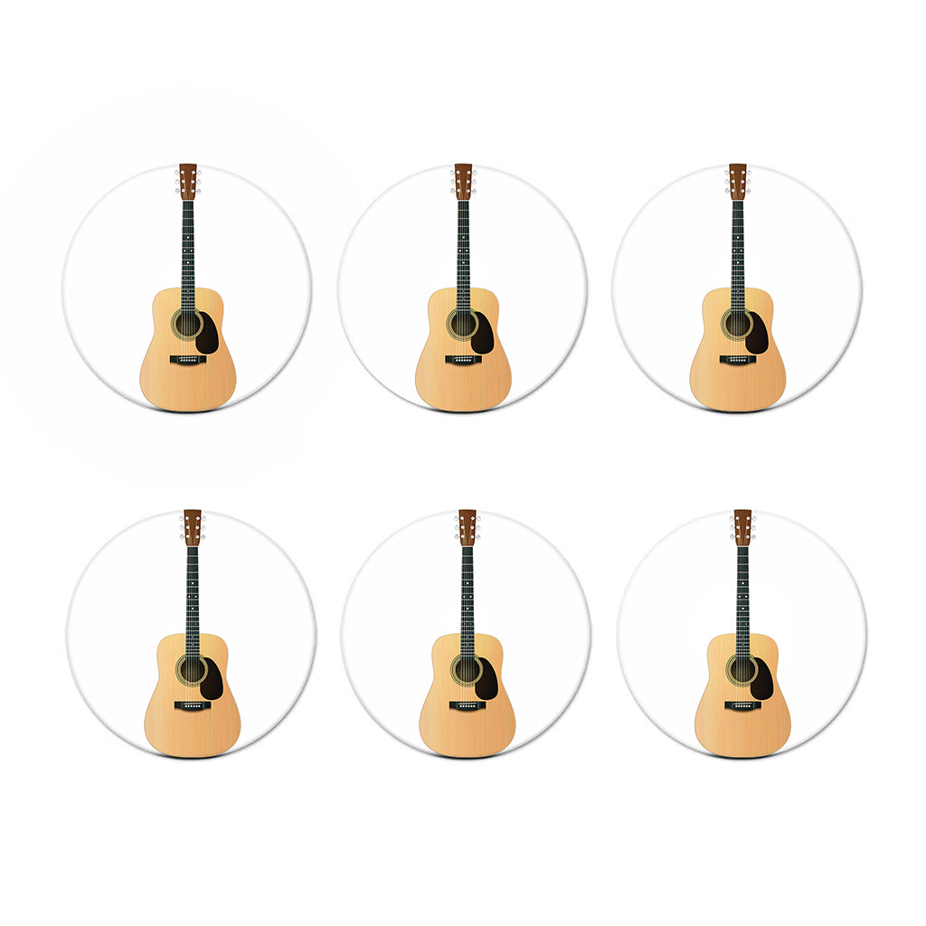 Acoustic Guitar Print Coaster Set