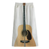 Acoustic Guitar Print Cotton Front Slit Maxi Skirt