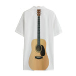 Acoustic Guitar Print Cotton Hawaiian Shirt