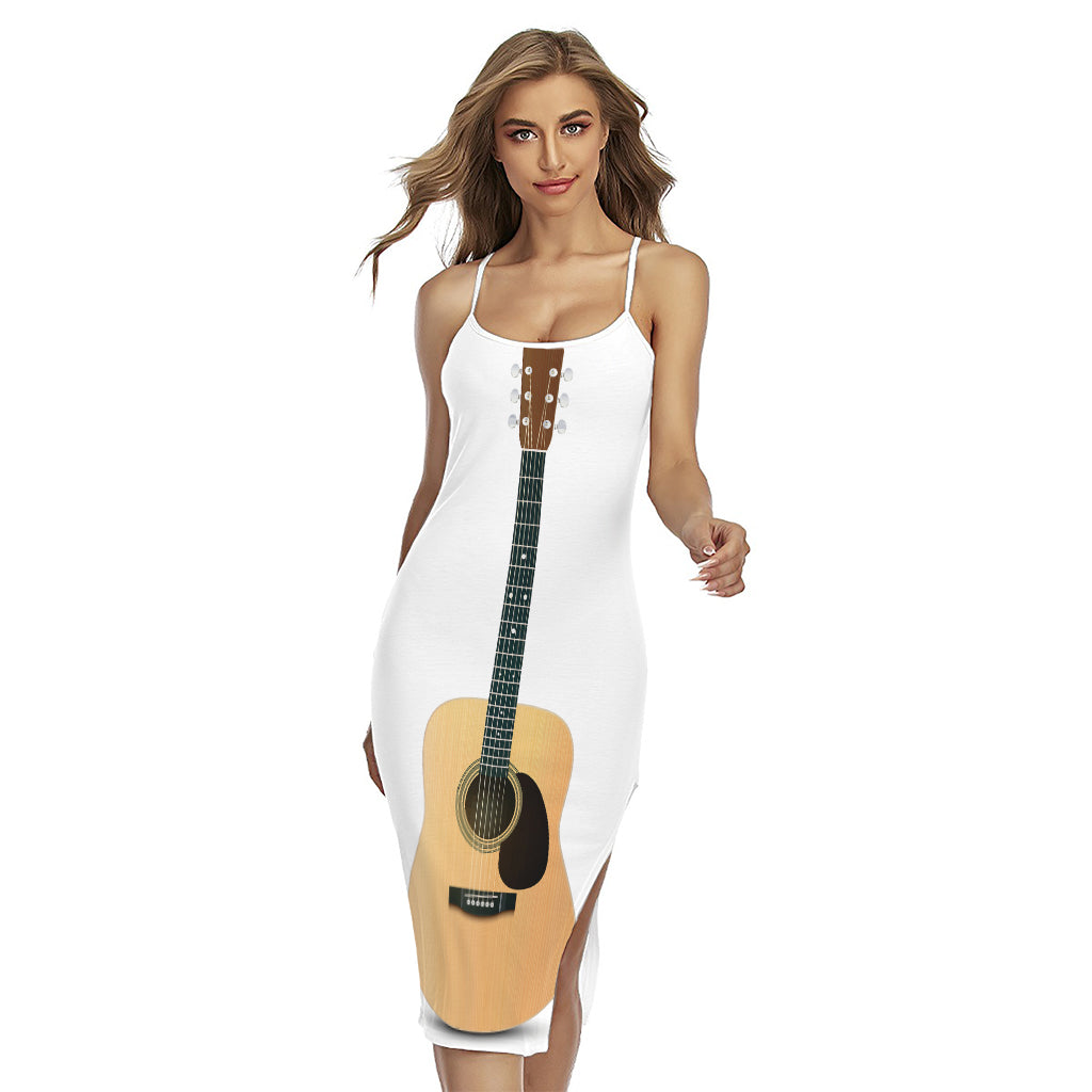 Acoustic Guitar Print Cross Back Cami Dress