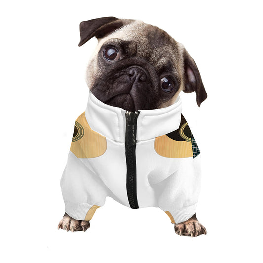 Acoustic Guitar Print Dog Zip Up Jacket
