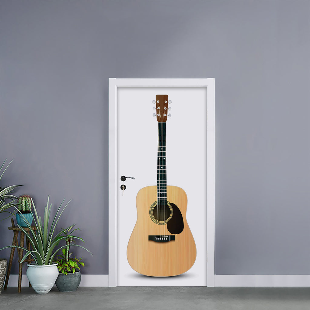 Acoustic Guitar Print Door Sticker