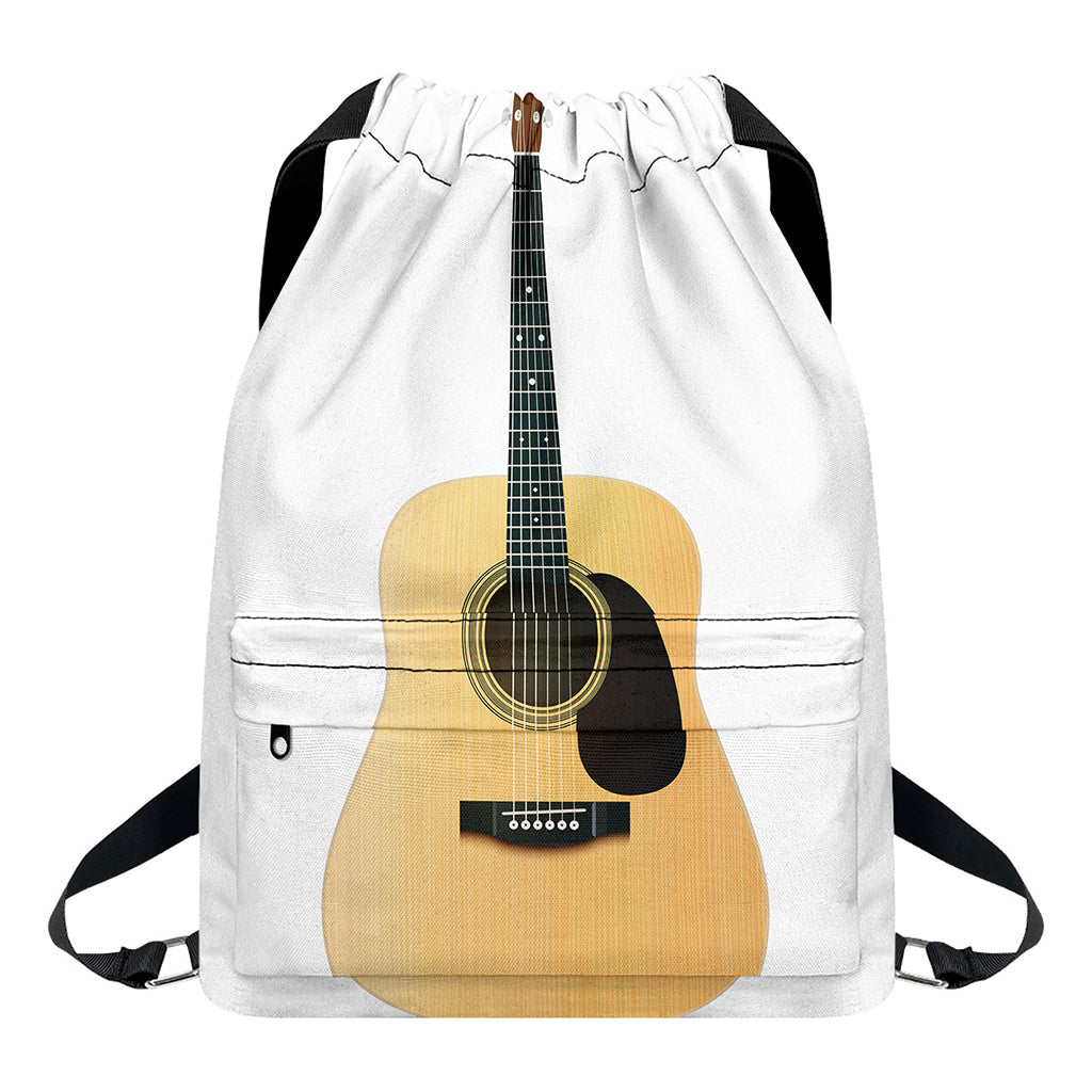 Acoustic Guitar Print Drawstring Backpack
