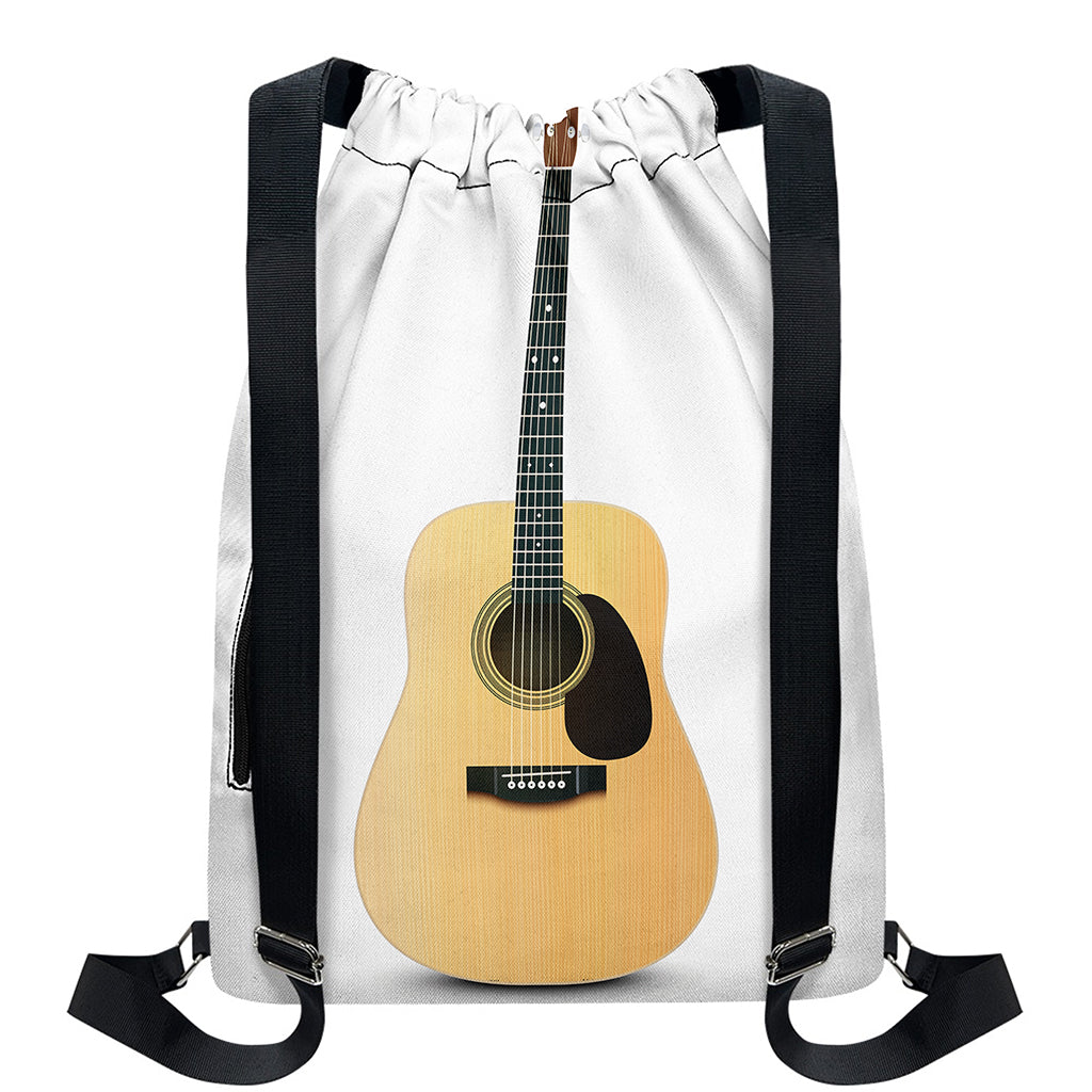 Acoustic Guitar Print Drawstring Backpack