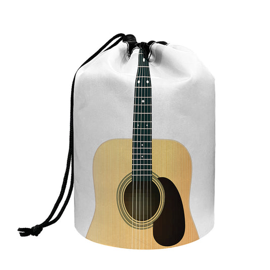Acoustic Guitar Print Drawstring Makeup Bag
