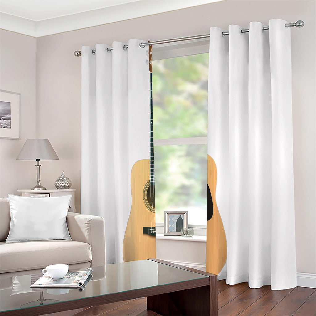 Acoustic Guitar Print Extra Wide Grommet Curtains