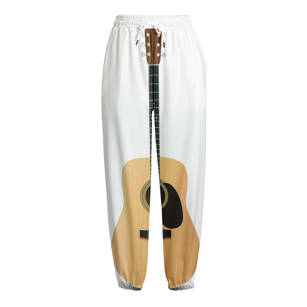 Acoustic Guitar Print Fleece Lined Knit Pants