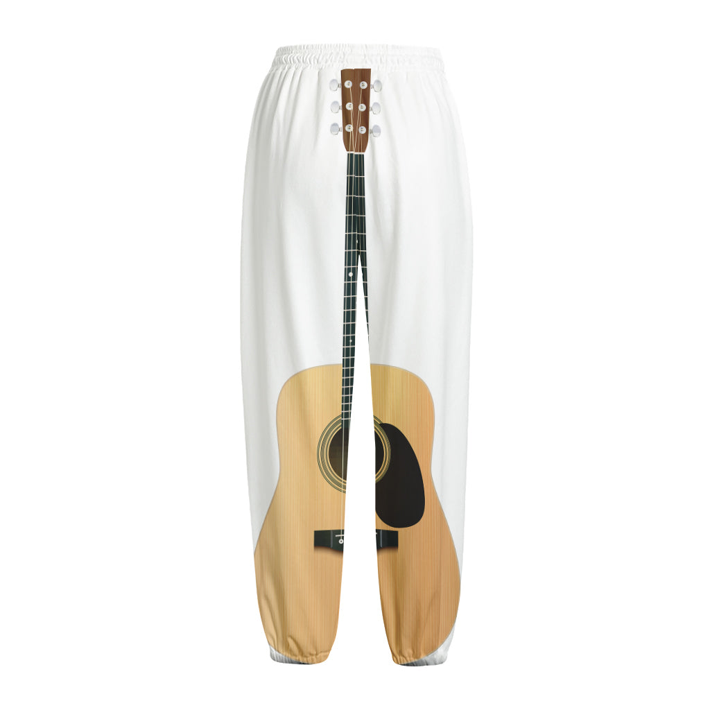 Acoustic Guitar Print Fleece Lined Knit Pants