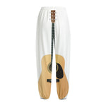 Acoustic Guitar Print Fleece Lined Knit Pants