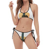 Acoustic Guitar Print Halter Scoop Tie Side Bikini