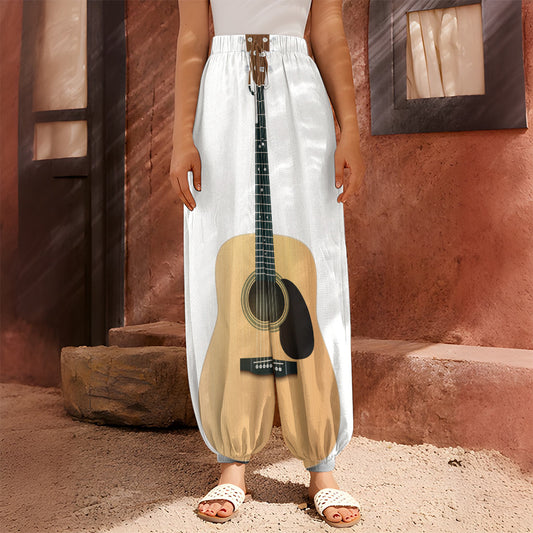 Acoustic Guitar Print Harem Pants