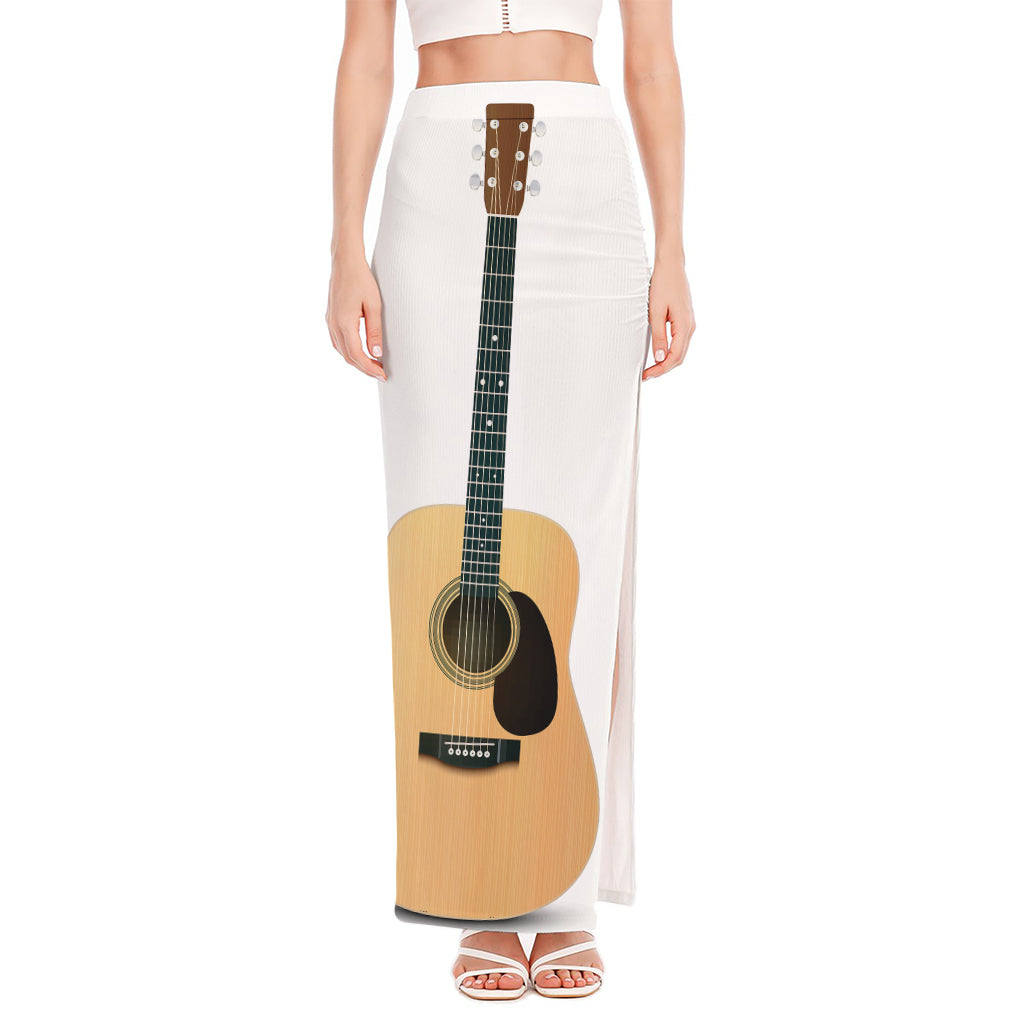 Acoustic Guitar Print High Slit Maxi Skirt