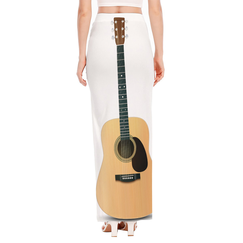 Acoustic Guitar Print High Slit Maxi Skirt