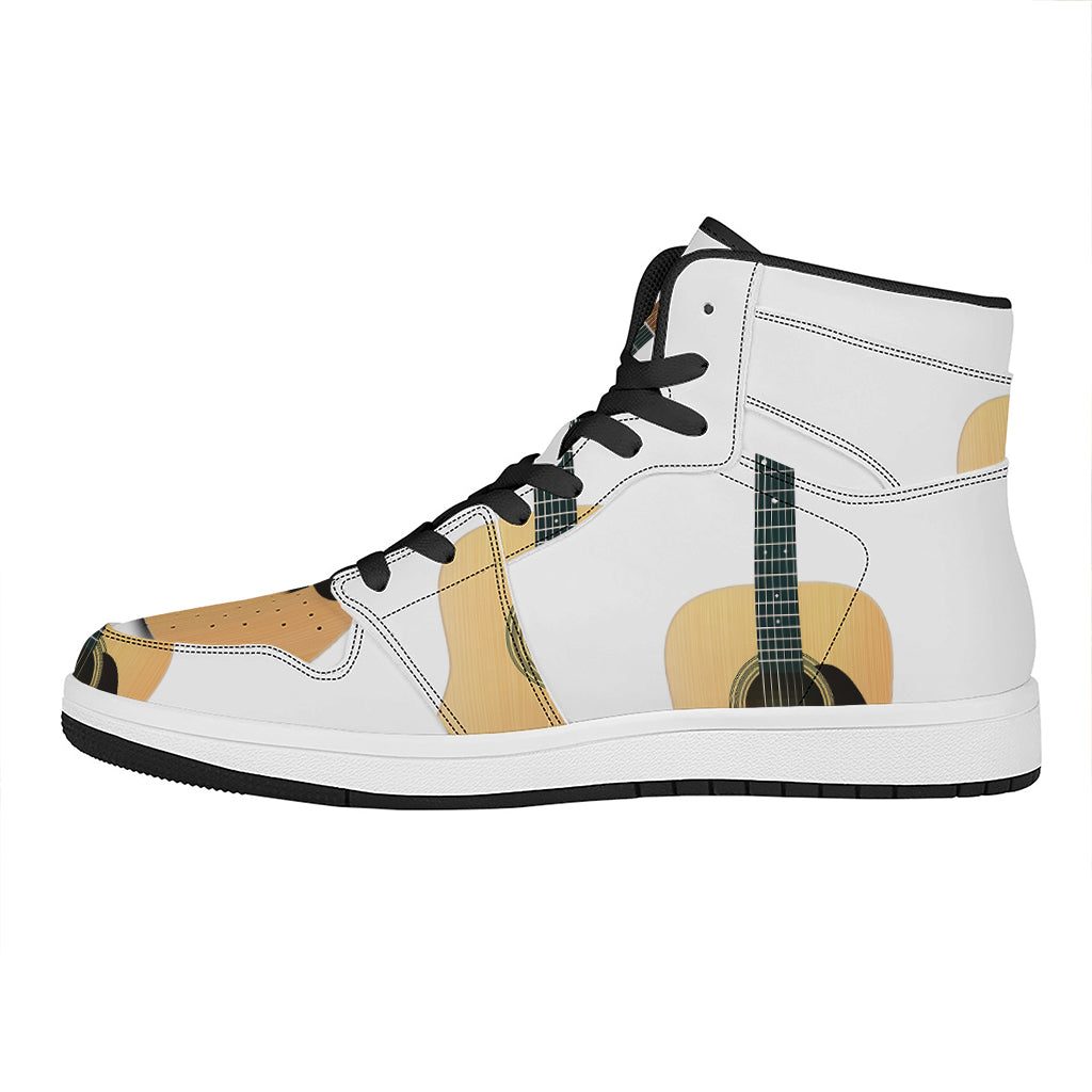 Acoustic Guitar Print High Top Leather Sneakers