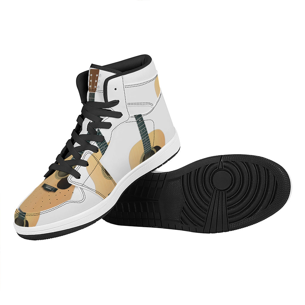 Acoustic Guitar Print High Top Leather Sneakers