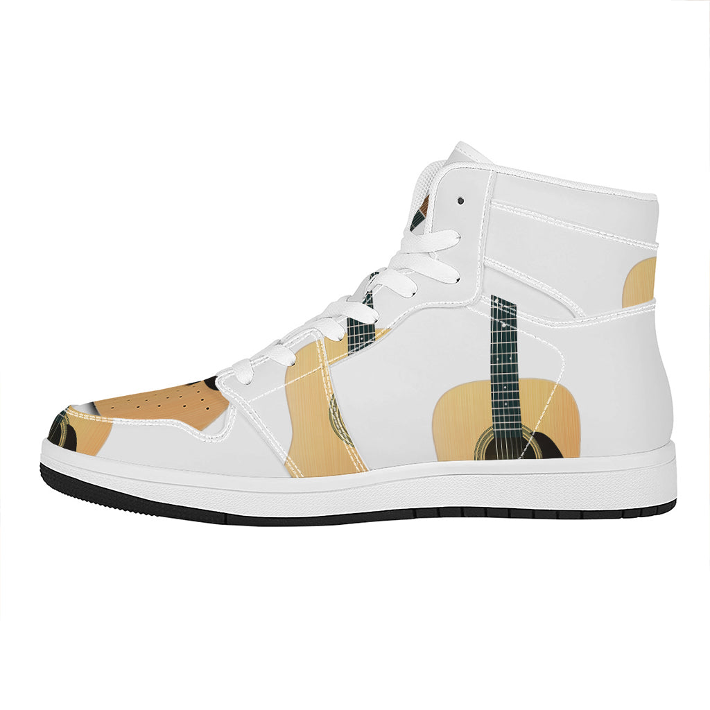 Acoustic Guitar Print High Top Leather Sneakers