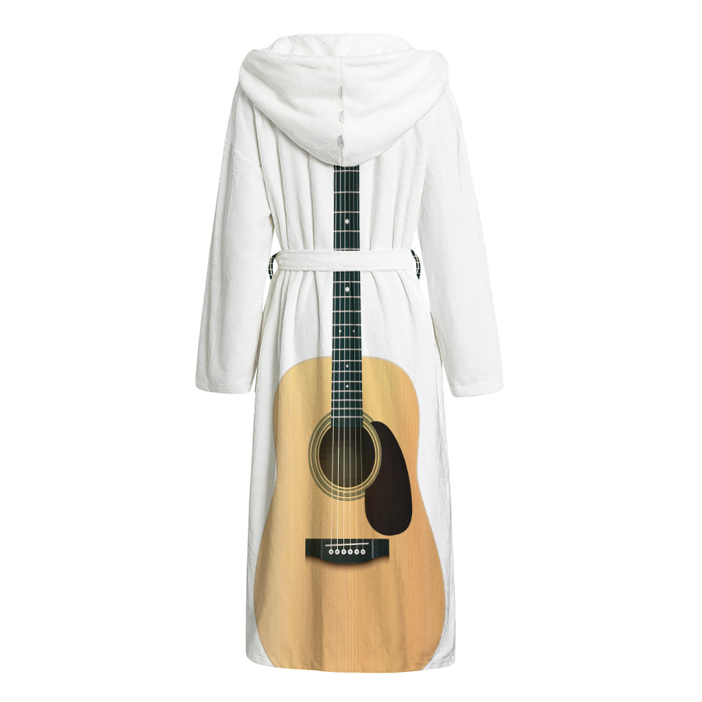 Acoustic Guitar Print Hooded Bathrobe