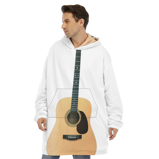 Acoustic Guitar Print Hoodie Blanket