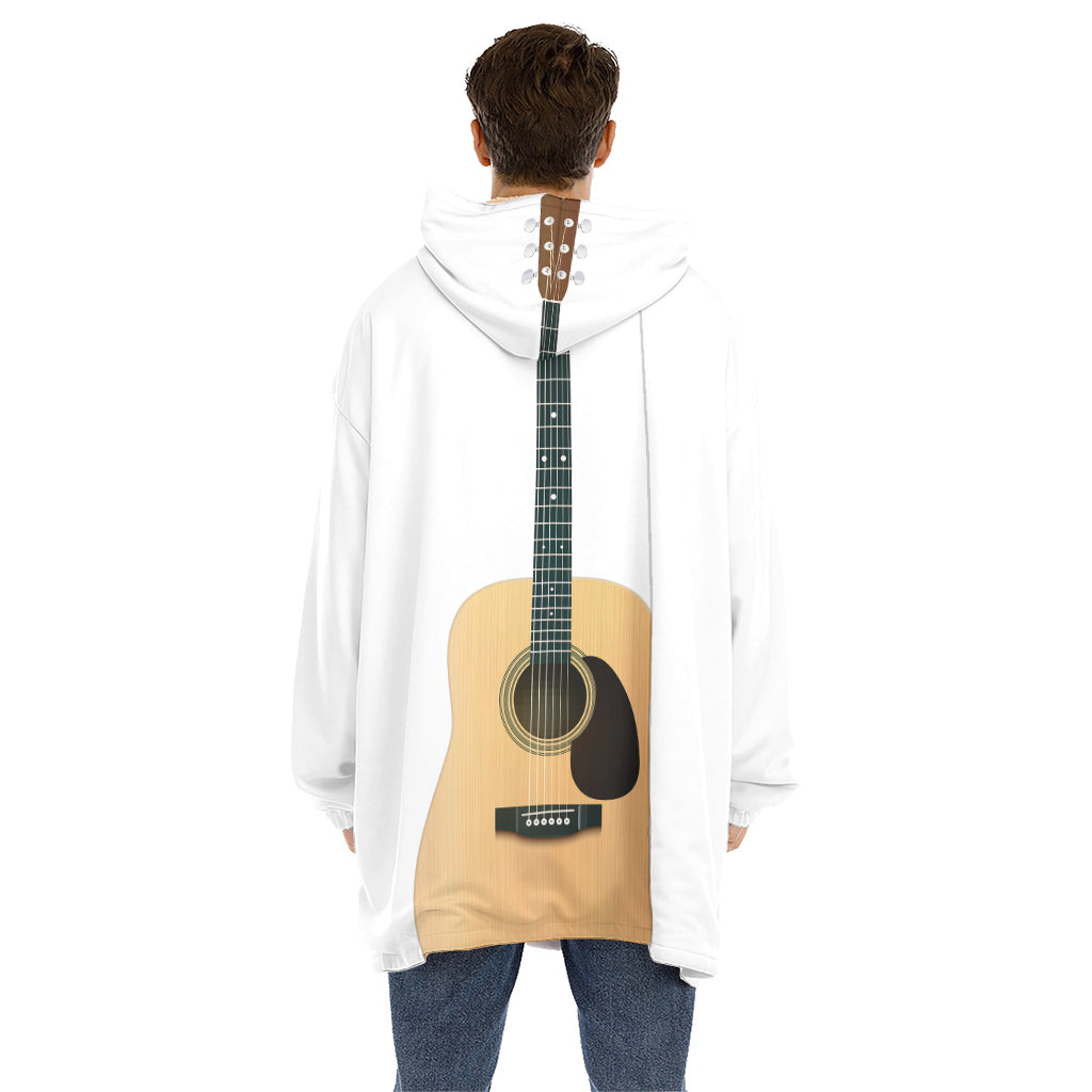 Acoustic Guitar Print Hoodie Blanket