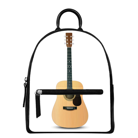 Acoustic Guitar Print Leather Backpack