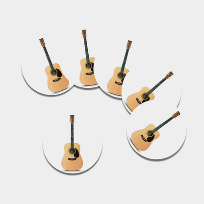 Acoustic Guitar Print Leather Coaster Set