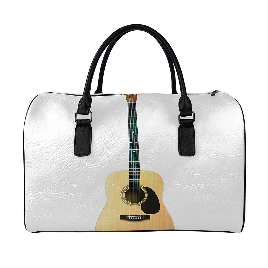 Acoustic Guitar Print Leather Duffle Bag