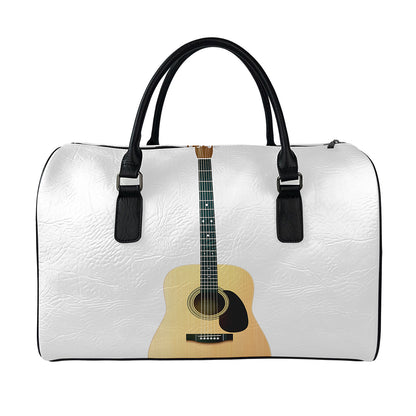 Acoustic Guitar Print Leather Duffle Bag