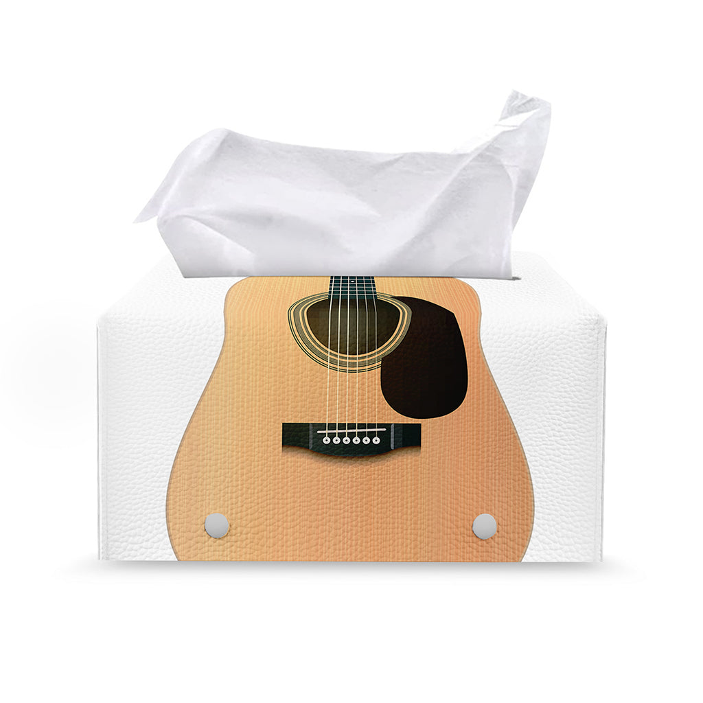 Acoustic Guitar Print Leather Tissue Box Cover