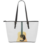 Acoustic Guitar Print Leather Tote Bag