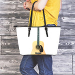 Acoustic Guitar Print Leather Tote Bag