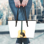 Acoustic Guitar Print Leather Tote Bag