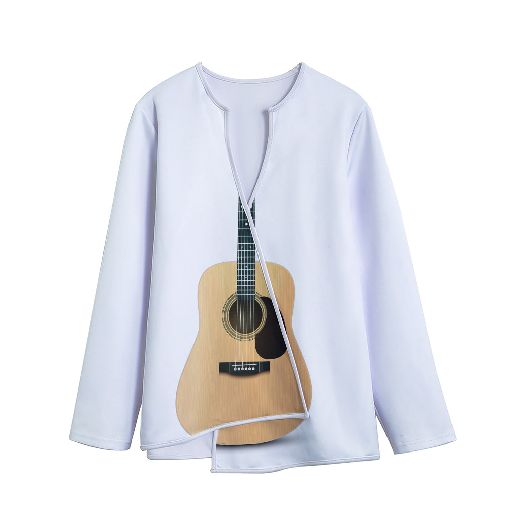 Acoustic Guitar Print Long Sleeve Short Coat