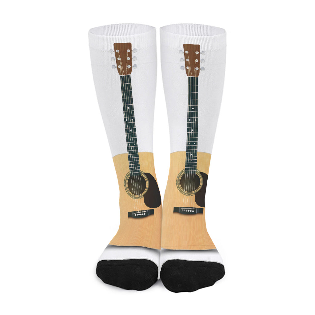 Acoustic Guitar Print Long Socks