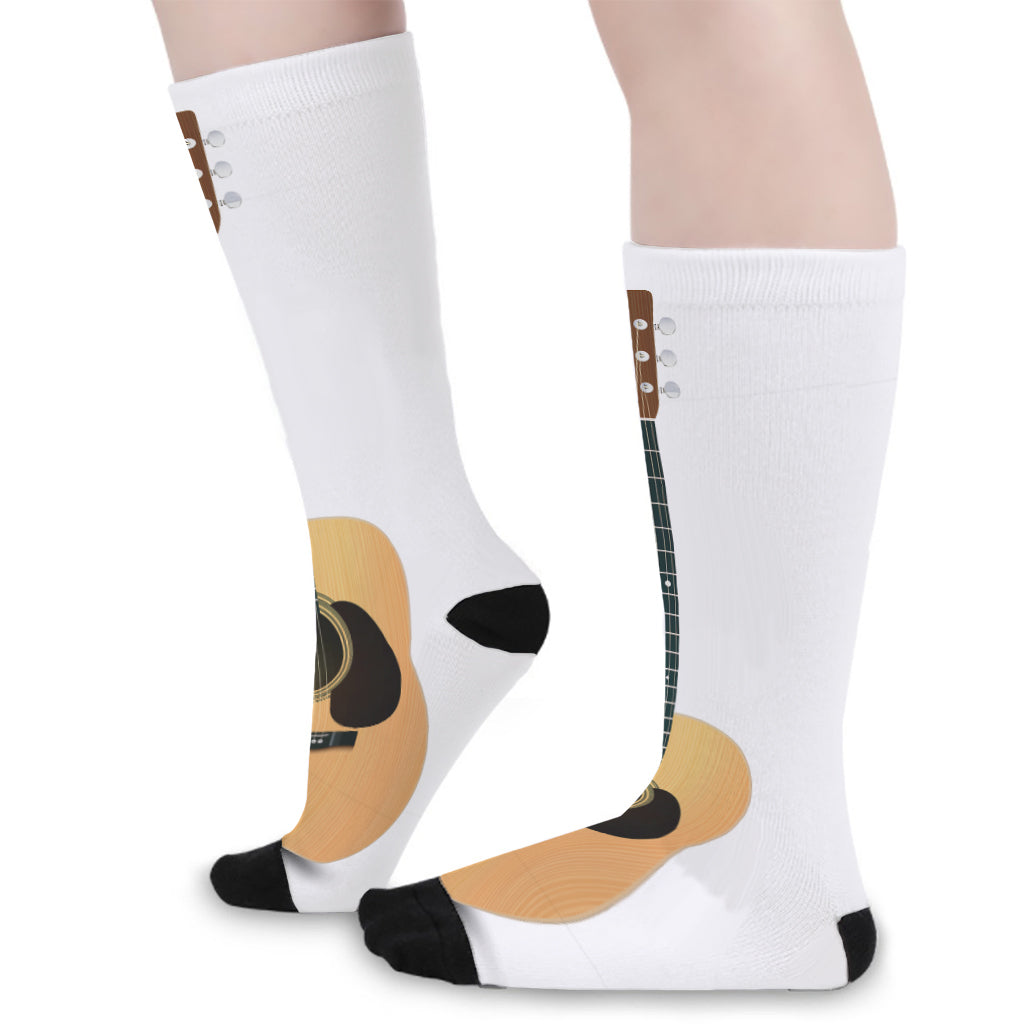 Acoustic Guitar Print Long Socks