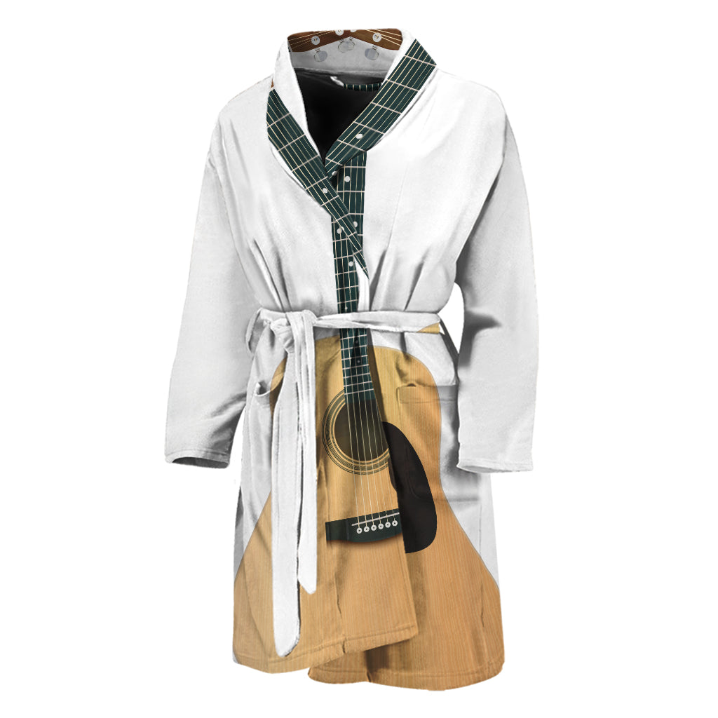 Acoustic Guitar Print Men's Bathrobe