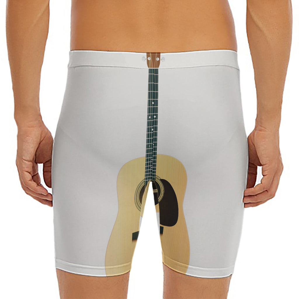 Acoustic Guitar Print Men's Long Boxer Briefs