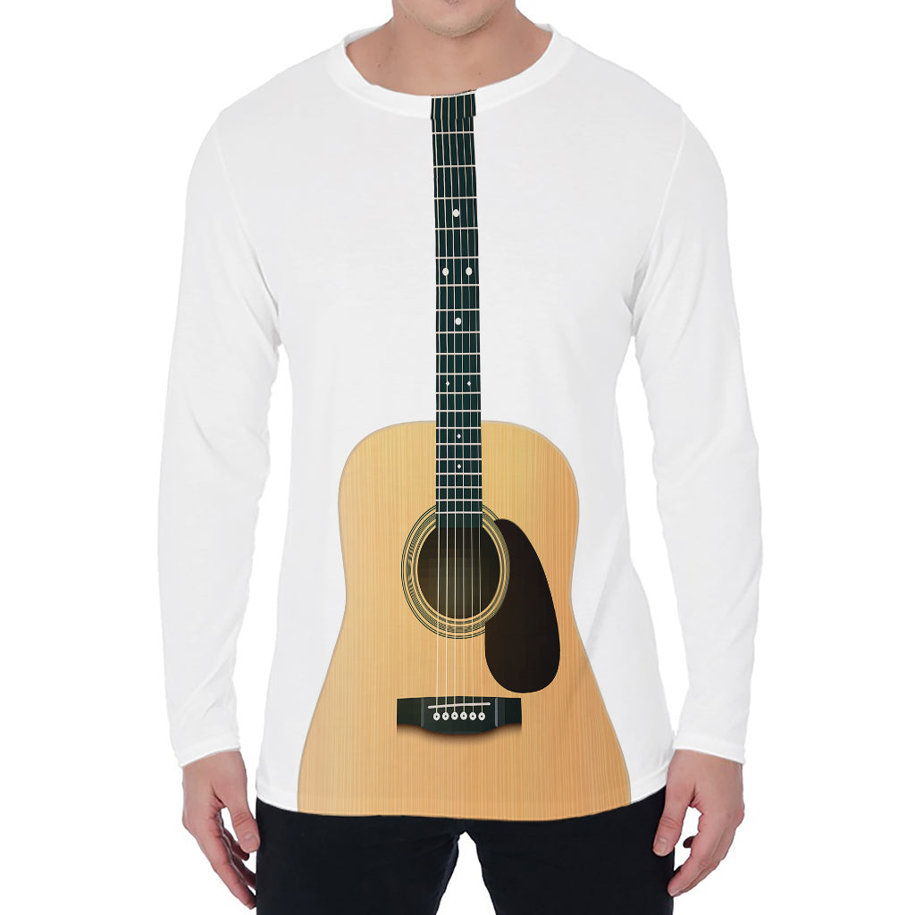 Acoustic Guitar Print Men's Long Sleeve T-Shirt