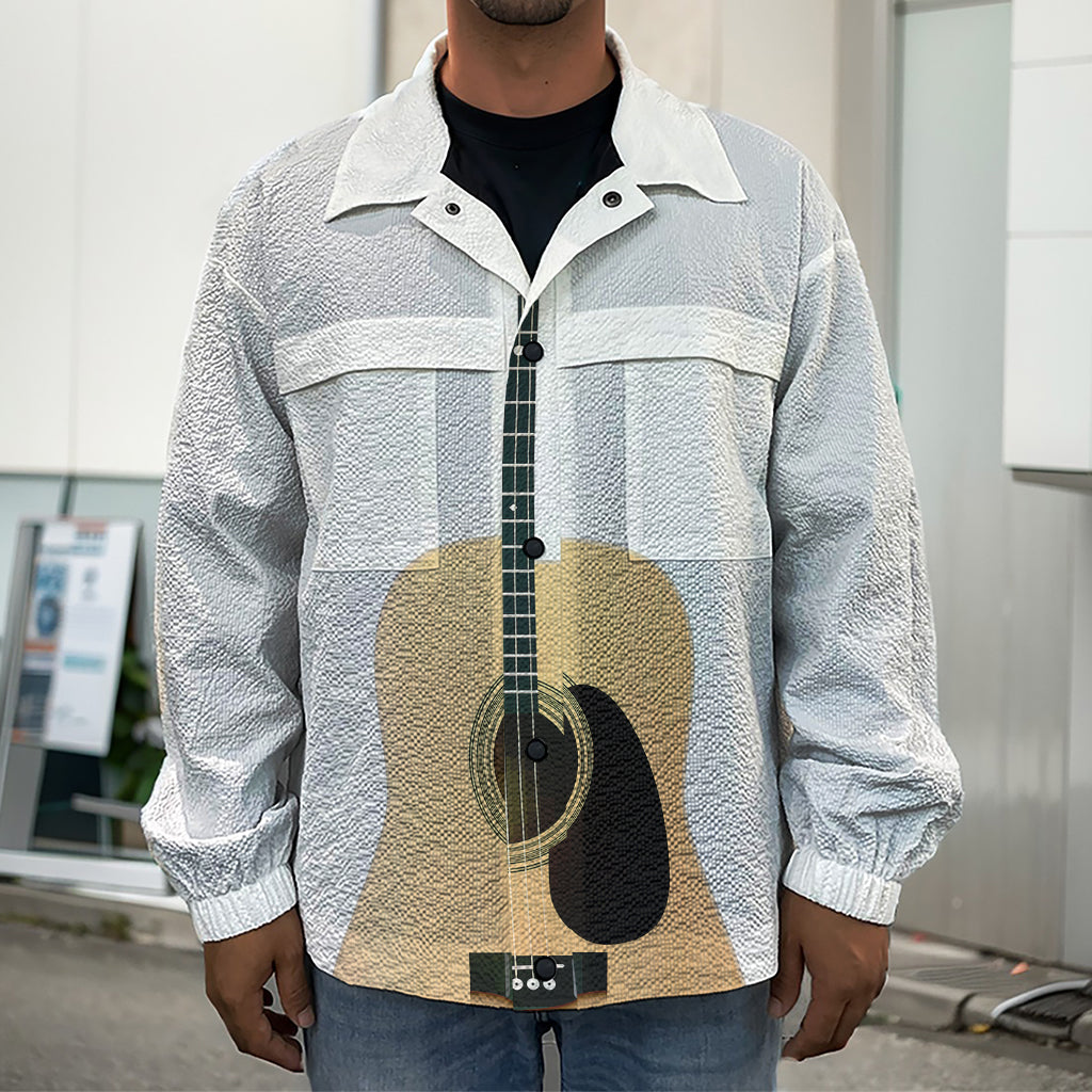 Acoustic Guitar Print Men's Shirt Jacket