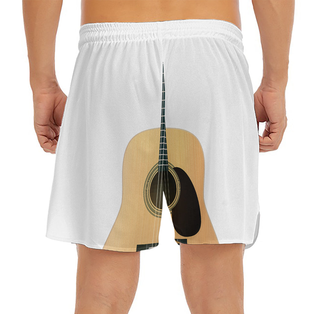 Acoustic Guitar Print Men's Split Running Shorts