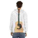 Acoustic Guitar Print Men's Velvet Pullover Hoodie