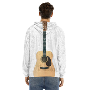 Acoustic Guitar Print Men's Velvet Pullover Hoodie