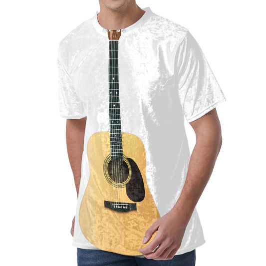 Acoustic Guitar Print Men's Velvet T-Shirt