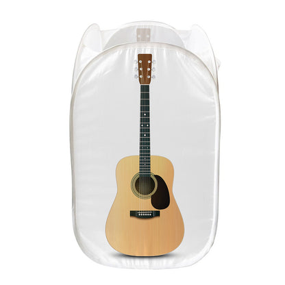 Acoustic Guitar Print Mesh Laundry Hamper